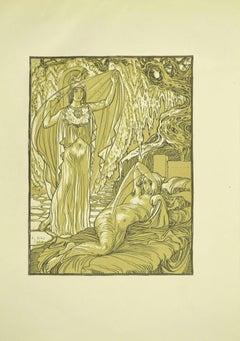 Antique The Awakening - Original Lithograph by F. Bac - 1922