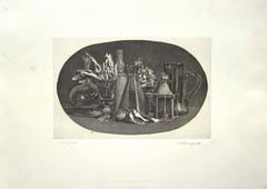 Still Life -  Etching by V. Mongatti - 1980s