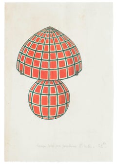 Abat-Jour - Original Watercolor and Ink Drawing - 19th Century