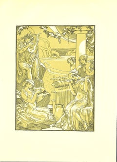Le tissage - Lithographie originale de F. Bac - 1922