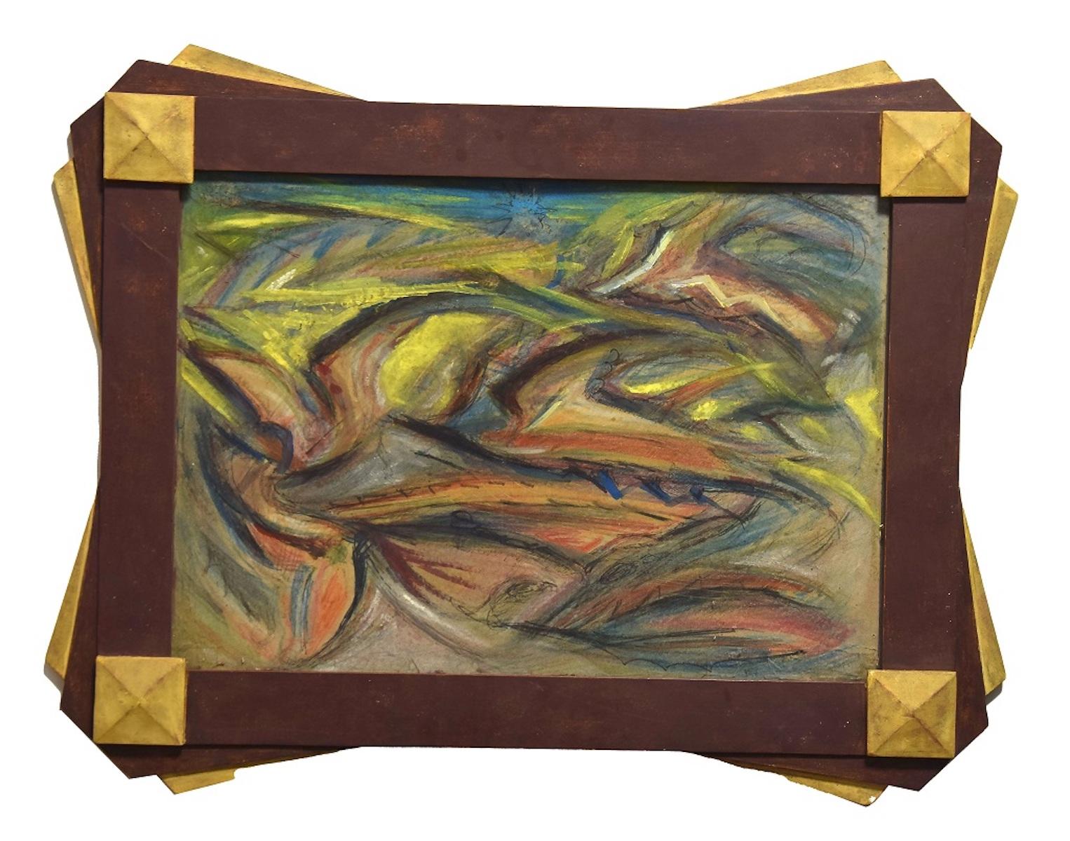 Futurist Composition - Original Pastel Drawing - Early 20th Century 