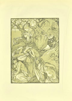 The Escape of Women (L'échappement des femmes) - Lithographie originale de F. Bac - 1922