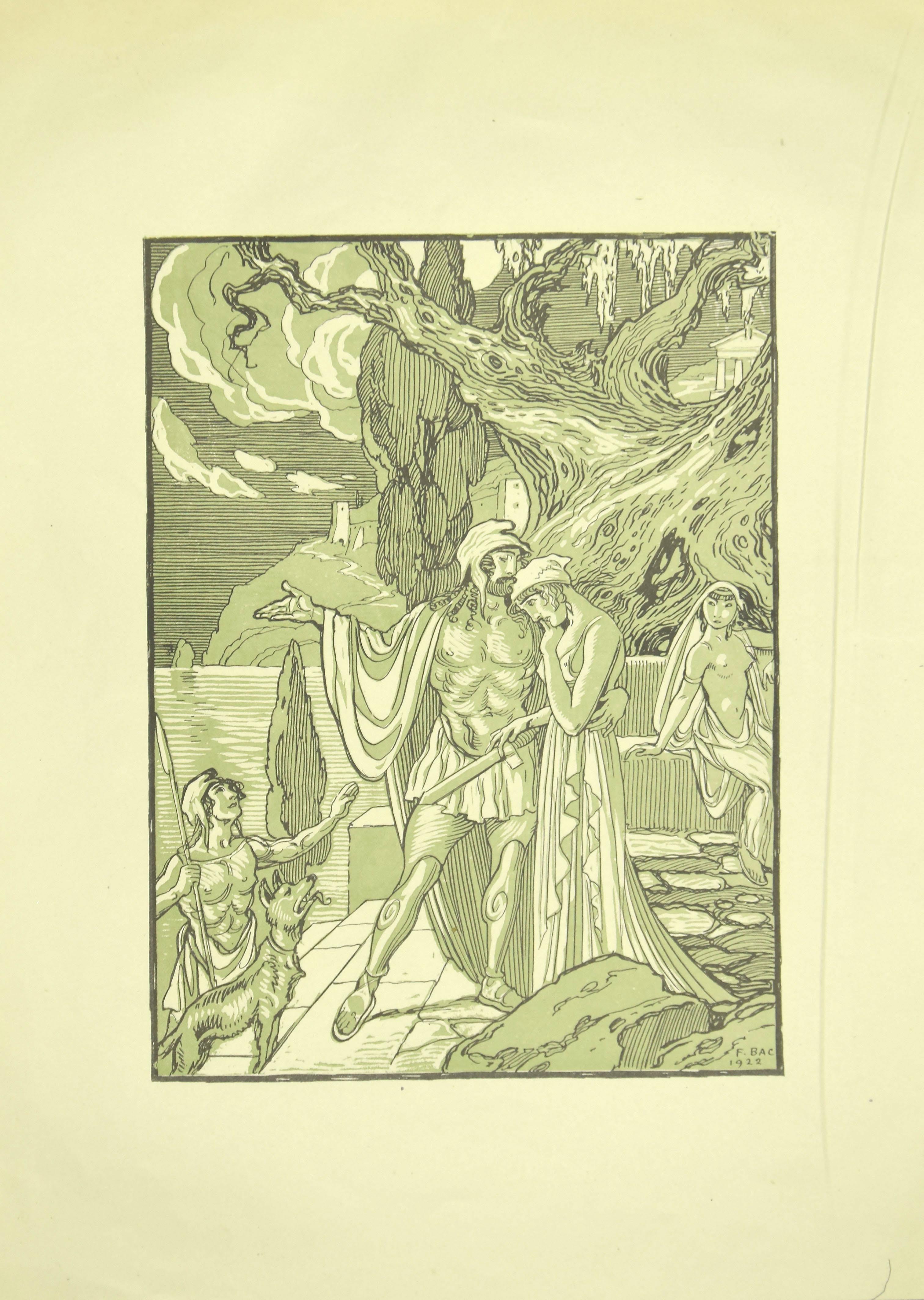 Ferdinand Bac Figurative Print – The Couple – Originallithographie von F. Bac, 1922