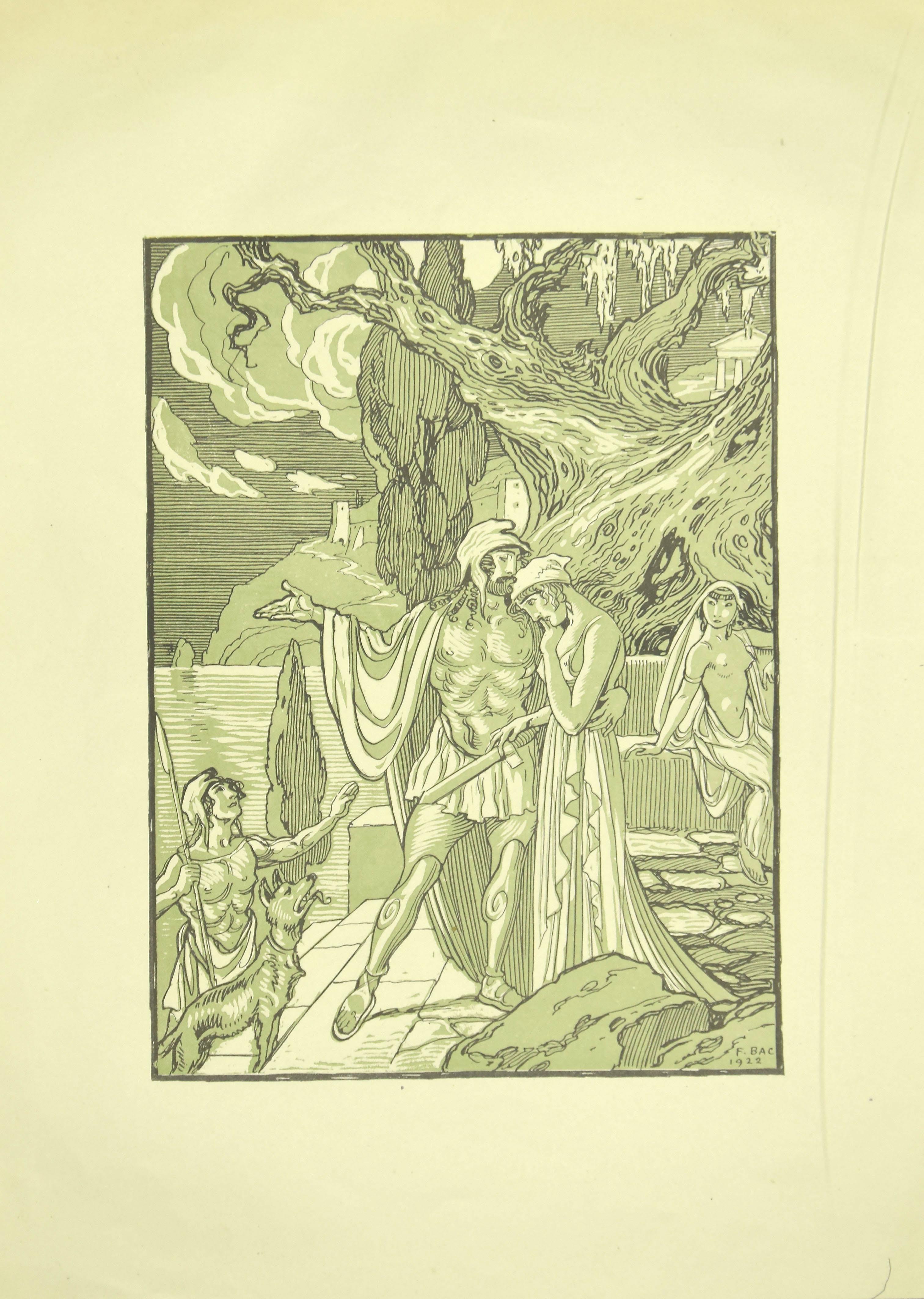 Figurative Print de Ferdinand Bac - La Pareja - Litografía original de F. Bac - 1922