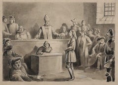 Trial - Original Ink and Watercolor - 19th Century