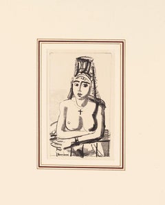 Antique Oriental Nude - Lithograph on Paper by Maurice Barraud - 1929