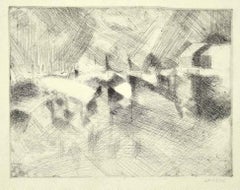 Composition - Original Etching on Paper by Dansac - Mid-20th Century