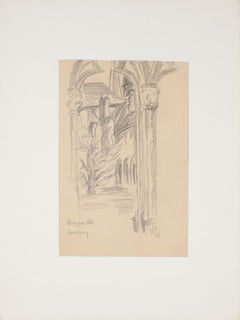 Gate – Bleistift auf Papier von Werner Epstein – 1925