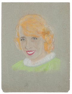 Porträt – pastellfarbene Zeichnung von Manfredo Borsi – 20. Jahrhundert
