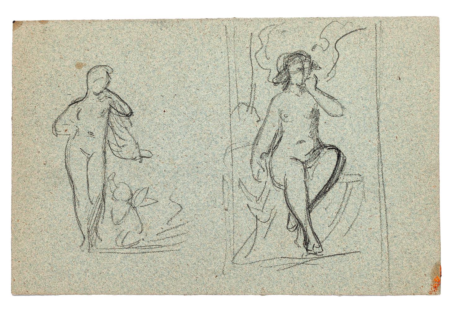 Unknown Figurative Art - Figures - Original Drawing in Pencil - Early 20th Century