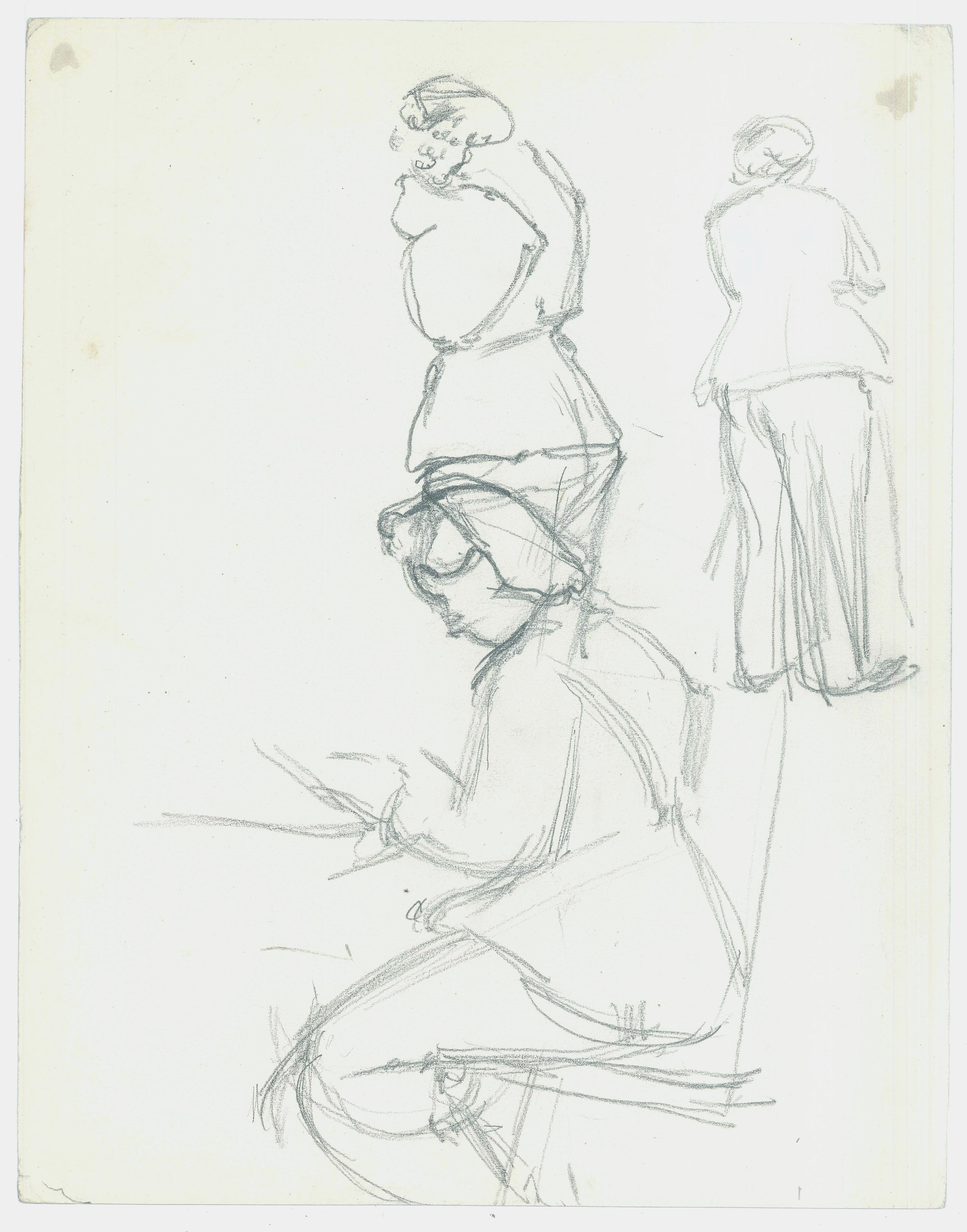 Studies of Figures - Original Pencil by Jacques Hirtz - 20th Century For Sale 1