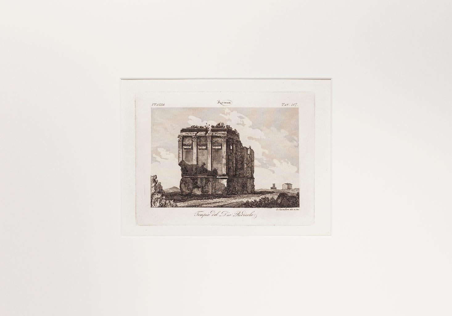 Dio Ridicolo Temple - Etching by L. Cavalieri - 19th Century - Print by L.Cavalieri