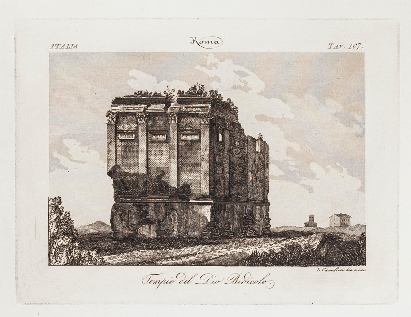 Dio Ridicolo Temple - Etching by L. Cavalieri - 19th Century