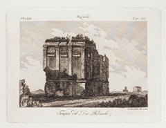 Temple Dio Ridicolo - eau-forte de L. Cavalieri - 19ème siècle