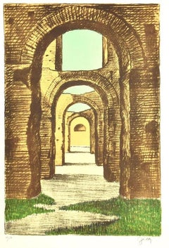 Baths of Caracalla - Lithograph by Fabio Failla - 1980s