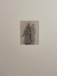 Femme - Encre et aquarelle originales de Karl Hanny - Milieu du 20e siècle