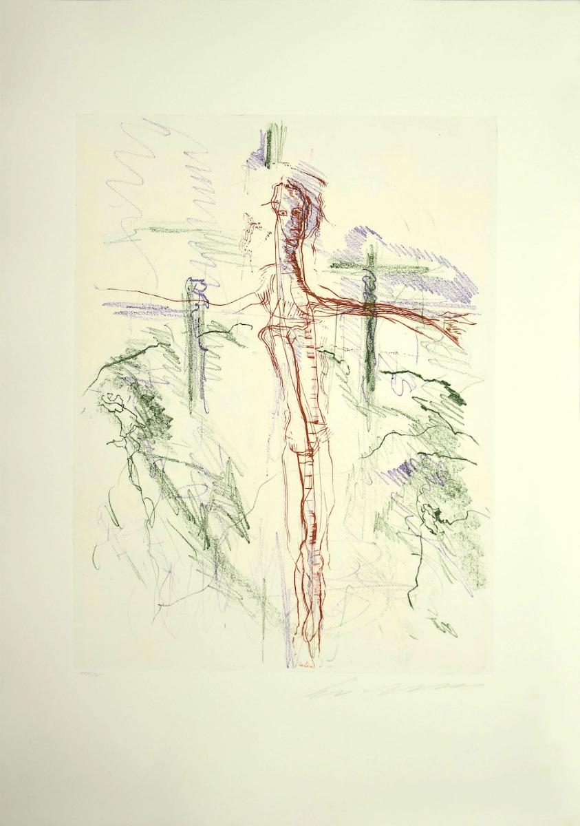 Figure - Lithograph by Ernesto Treccani - 1970s