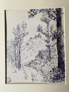 Landscape - Original Ink Drawing by Socrate Foscato - 20th Century