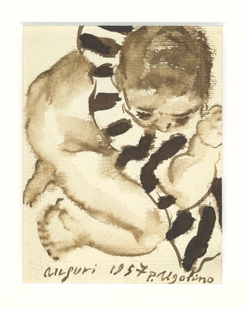 Child is an original drawing in watercolor on paper realized by P. Ugolino in 1957.

Hand-signed and dated on the lower right with the dedication of the artist.

The state of preservation is very good.

Passepartout dimension:40 x 30.

The artwork