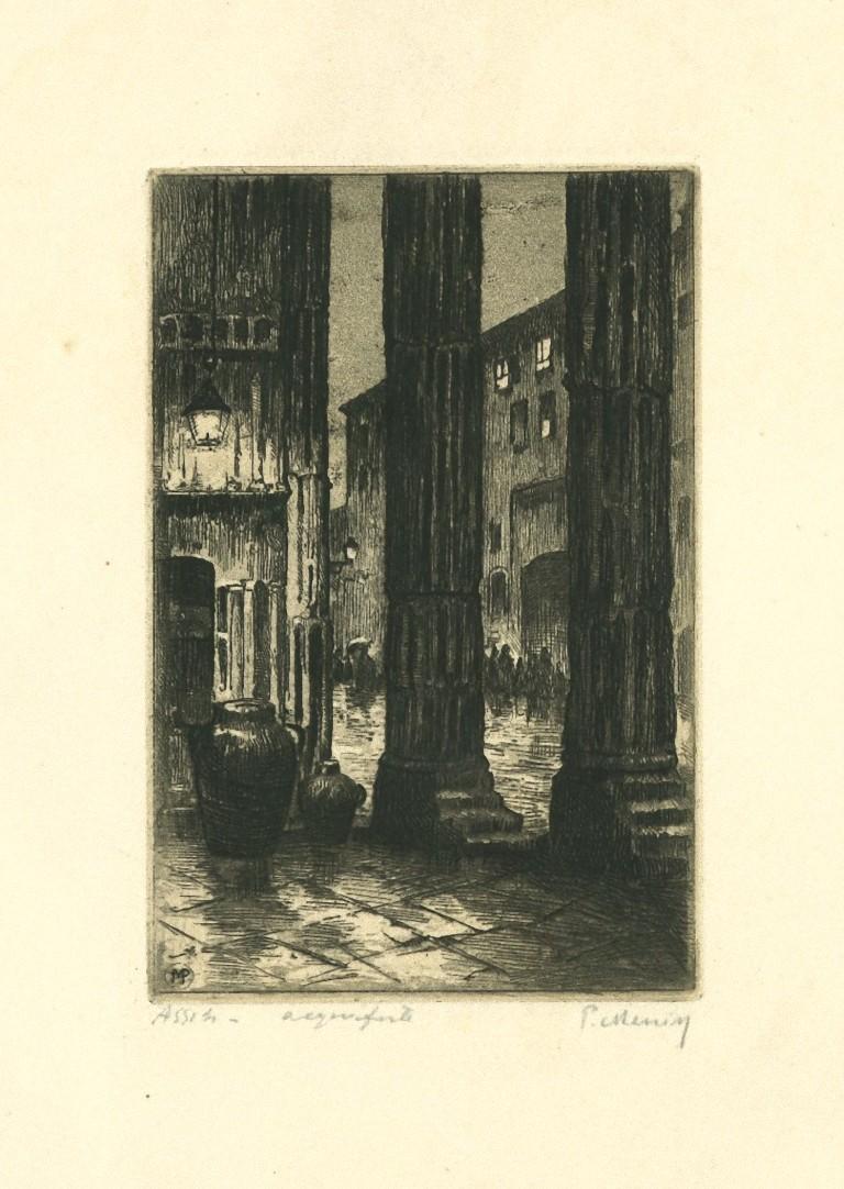 Assisi - Original Etching by Paolo Menni - 20th Century