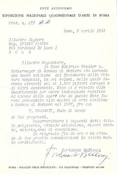 Quadriennale d'Arte di Roma - Cartas originales de Fortunato Bellonzi - 1952/1961