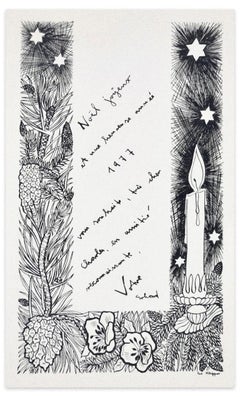 Christmas Greeting Card - Original Ink by Erhard Klepper - 20th Century