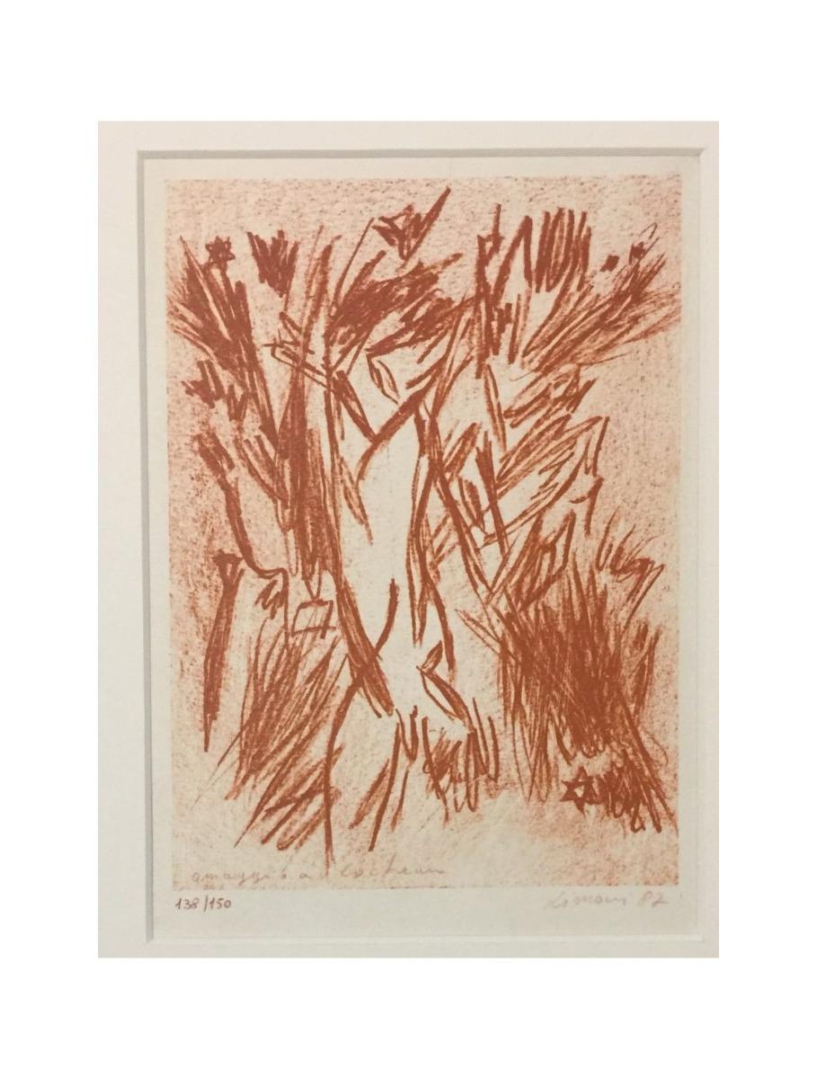 Homage to Jean Cocteau is a beautiful brown-ink lithograph on paper, realized in 1987 by the Italian artist Giancarlo Limoni.

Hand-signed, dated, and titled "Omaggio a Cocteau/Limoni 87" with a brown pencil on the lower margin. Edition of 150