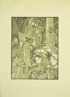 Allegorie de l'eau - Lithographie originale de Ferdinand Bac - 1922