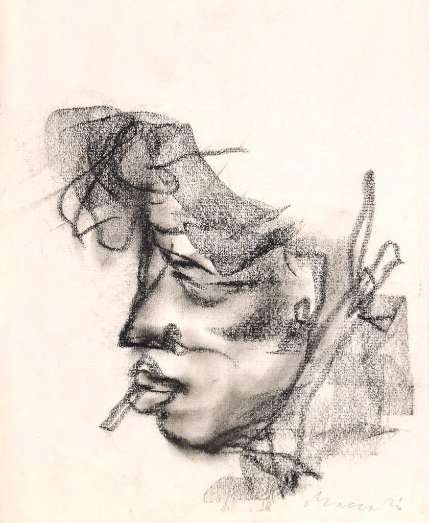 Ritratto di un uomo è un'opera d'arte moderna originale realizzata nei primi decenni del XX secolo dall'artista italiano Mino Maccari (Siena, 1898 - Roma, 1989).

Disegno originale a carboncino su carta.

Firmato a mano a matita dall'artista sul