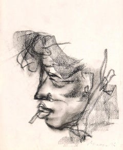 Used Portrait - Charcoal Drawing by Mino Maccari - 1920s