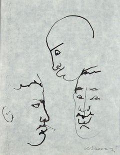 Portraits of Giorgio Morandi - Pen on Tissue Paper by Mino Maccari - 1955 ca
