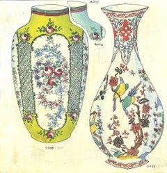 Anfora e vaso - Acquerello e inchiostro originale di G. Fourmaintraux - Inizio 1900
