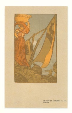 La Sera - gravure sur bois sur papier d'Adolf De Karolis - 1906