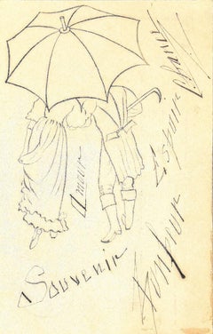 Souvenir de Bonheur - Original Tinte auf Papier - 1930er Jahre