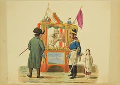 Antique Soft Drink Seller - Gouache - by Michela De Vito - 19th Century