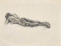 Nudo reclinato - Inchiostro su carta velina di Mino Maccari - 1950