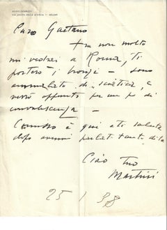 Vintage Sick of Sculpture - Autograph Letter by Arturo Martini - 1938