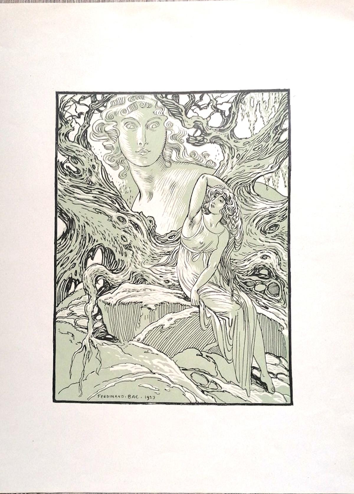 Die Göttin ist ein originelles modernes Kunstwerk von Ferdinand Bac (1859 - 1952) aus dem Jahr 1923.

Signiert und datiert auf der Platte in der linken unteren Ecke: Ferdinand Bac 1923.

Original-Lithographie auf Elfenbeinpapier.

Perfekte