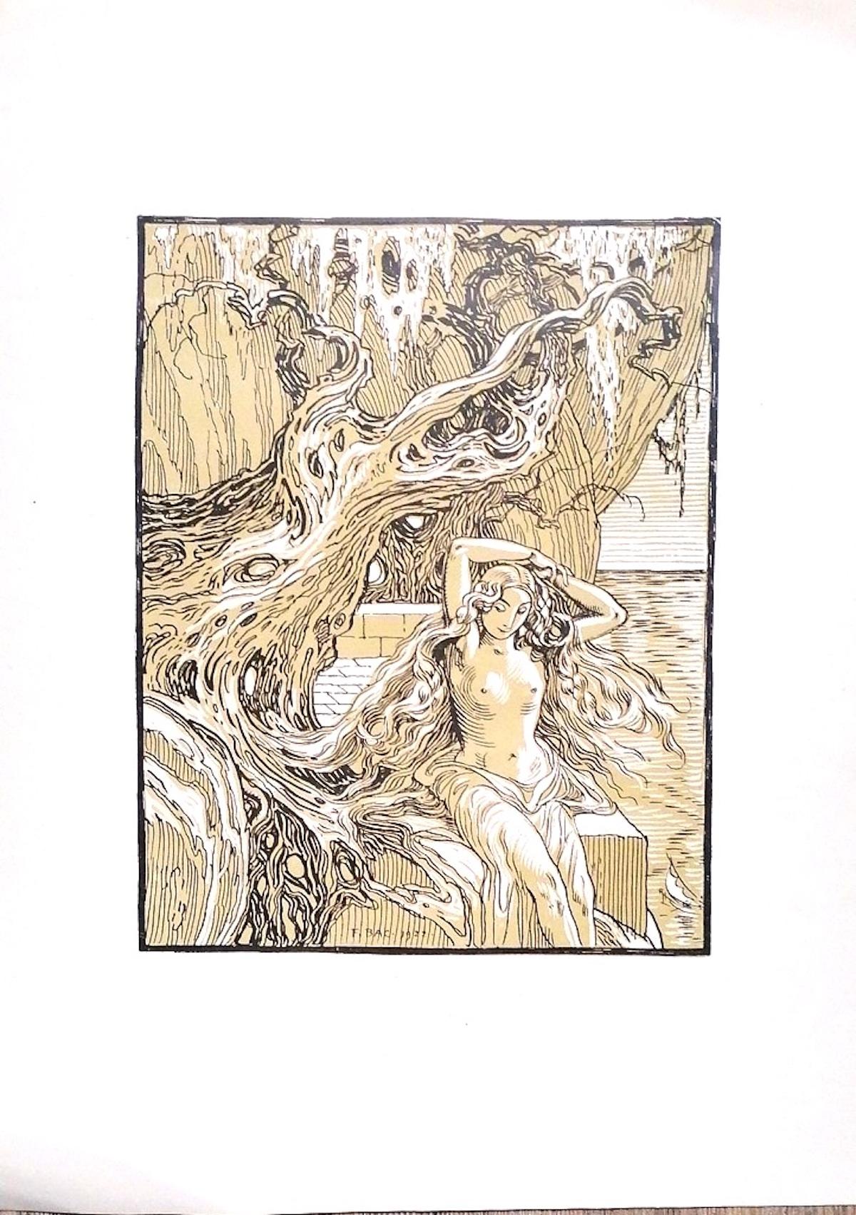 The Siren is an original modern artwork realized by Ferdinand Bac (1859 - 1952) in 1922.

Signed and dated on plate on the lower central margin: F. Bac 1922.

Original Lithograph on ivory paper.

Perfect conditions. 

The Siren is an elegant Liberty