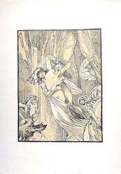 Les femmes qui pleureurs - Lithographie originale de Ferdinand Bac - 1922