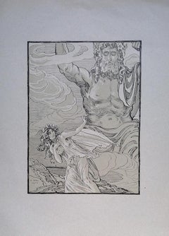 Le géant et la femme - Lithographie originale de Ferdinand Bac - 1922
