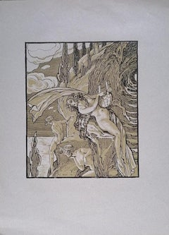 Les joueurs féminins  - Lithographie originale de Ferdinand Bac - 1922