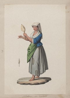 Neapolitan Costume - Gouache - by Michela De Vito - 19th Century