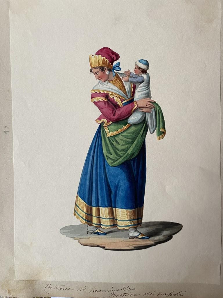 Kostüm di Napoli – Gouache – von Michela De Vito – 19. Jahrhundert