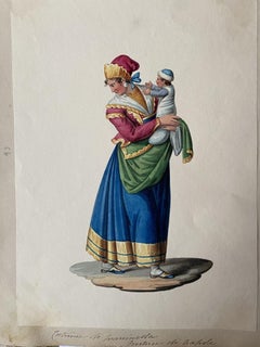 Costume di Napoli - Gouache - by Michela De Vito - 19th Century