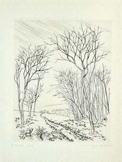 Vintage Winter - Original Etching by André Roland Brudieux - Mid 20th Century