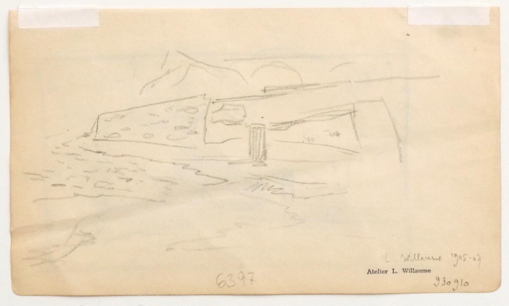 Landscape - Original Pencil on Paper by Louis-Charles Willaume - 1905