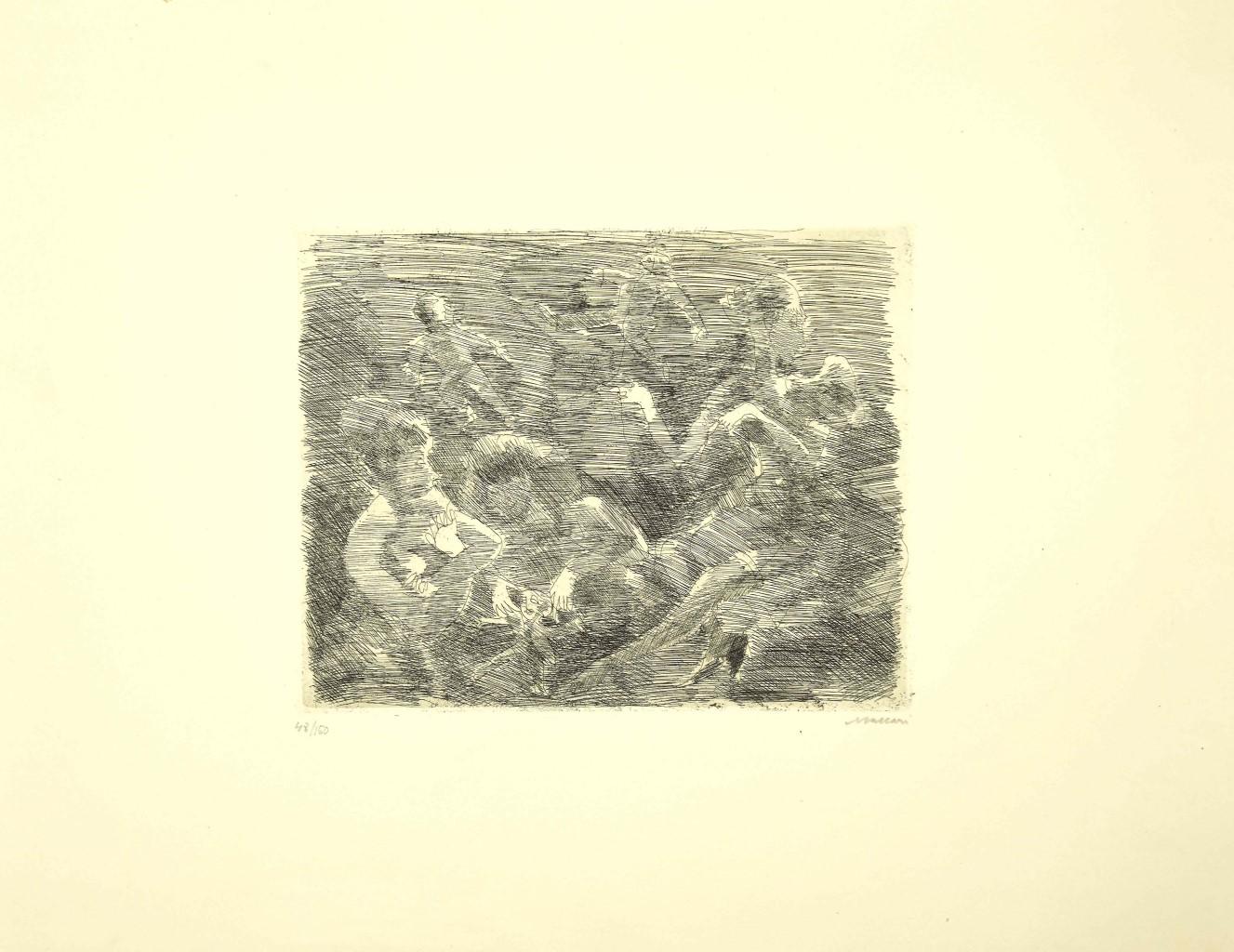 Figur – Original-Radierung auf Papier von Mino Maccari – 1950