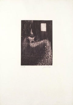 Seated Figure - Original Etching on Paper by Salvatore Provino - 1972
