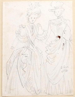 Costume - Original Pencil on Paper by Eugène Berman - 1950s